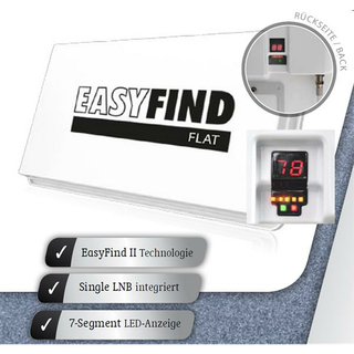 EasyFind Flat Home (Micro/Selfsat) Flachantenne mit integriertem Satfinder Easyfind2 und Halterungssatz