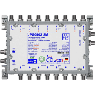 Jultec JPS0902-8T/M (Gen 2) Unicable EN50494 Einkabelumsetzer fr 2 Satelliten (2x8 UBs/IDs/Umsetzungen- aCSS2 Technologie)