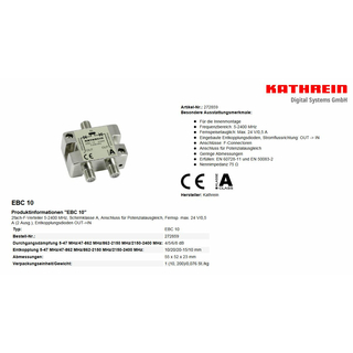 Verteiler 2-fach KATHREIN EBC10 mit Diodenentkopplung (speziell fr Unicable-SCR-Systeme)