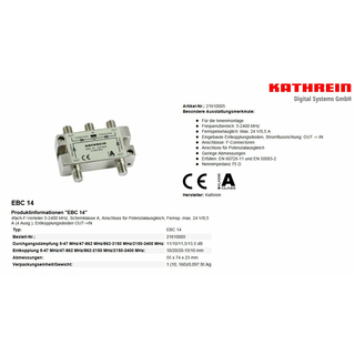 Verteiler 4-fach KATHREIN EBC14 mit Diodenentkopplung (speziell fr Unicable-SCR-Systeme)