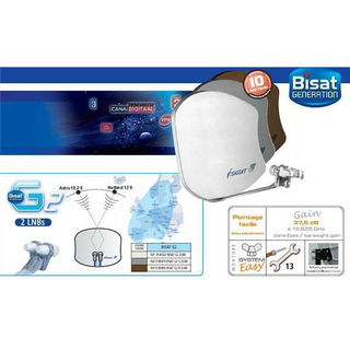 VISIOSAT BISAT G2 SMC-Multibeam Sat-Antenne fr Astra + Hotbird (hellgrau / anthrazit / rot)