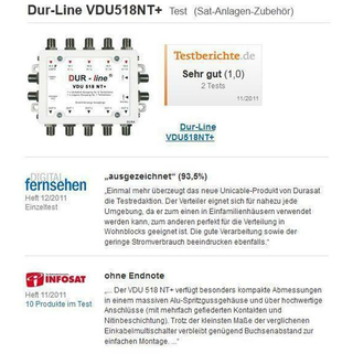 DUR-LINE VDU 518 NT+ (5/1x8) - UNIKABEL digitales Einkabel-System fr 8x Unikabel Receiver auf 1x Strang (kaskadierbar/erweiterbar)