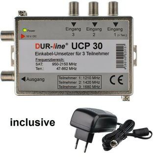 Dur-Line UCP 30 Einkabel-Lsung (3 Teilnehmer an einem Koaxkabel / Unicable MiniRouter / mit Netzteil)