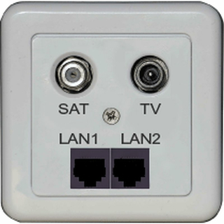 EMP Centauri NS01-S1 Ethernet-over-Coax (EoC) Antennendose (2x LAN/1x SAT/ 1x TV)