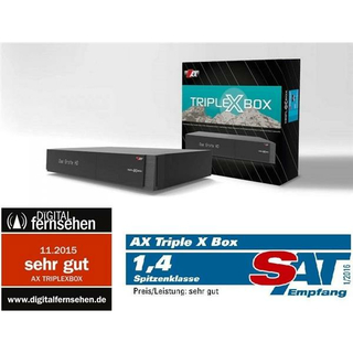 AX TriplexBox HD E2 Linux Receiver mit 2x DVB-S2 + 1x DVB-C/T2 Tuner 2000GB 2.5 Festplatte