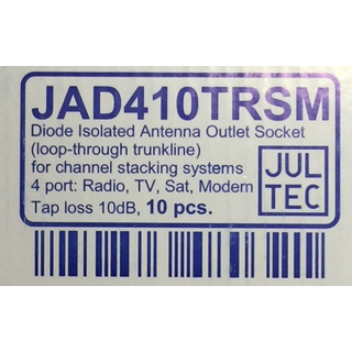 Jultec JAD410TRSM 4-Loch Antennendose Durchgangsdose 10db mit Modemanschluss (SAT | RADIO | CATV | DATA)