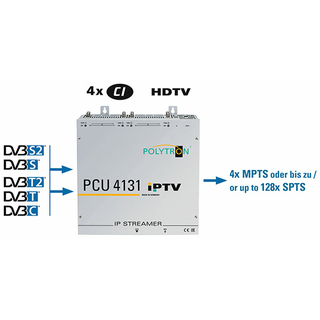 Polytron PCU 4131 IP-Streamer IPTV-Kopfstelle (4x DVB-S/S2 / DVB-T/T2 / DVB-C in IP mit 4x CI)