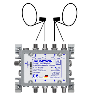 Jultec JAL0425WN Breiband-Sat-ZF Kaskadenstartverstrker 25db mit Netzteil (Amplifier Launch 4-fach Wideband)