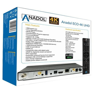 Anadol ECO V1 (Version 1) 4K UHD E2 Linux Satreceiver (DVB-S2) - Warenrcklufer 1B Ware