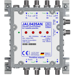 Jultec JAL0425AN (Gen2) Kaskadenstartverstrker 25dB mit Netzteil (Amplifier Launch 4-fach)