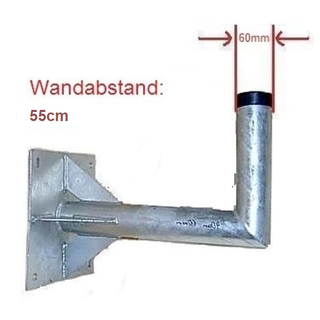 Wandhalter 55cm Wandabstand (60mm Mastdurchmesser fr z.B. Wavefrontier T90)