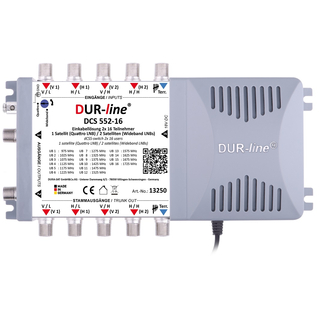 Dur-Line DCS 552-16 Unicable 2 / JESS Multischalter (2x16 UBs/Umsetzungen - fr Quattro-LNB oder Breitband-LNB Betrieb fr 1/2 Satelliten)