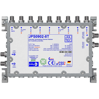 Jultec JPS0902-8T (Gen 2) Unicable EN50494 Einkabelumsetzer fr 2 Satelliten (2x8 UBs/IDs/Umsetzungen- aCSS2 Technologie)