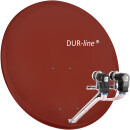 Astra/ Hotbird Satanlage für 12 Teilnehmer (Dur-Line 85/90 Select Antenne rot + Dur-Line Multifeedhalterung 2-fach + 2x Polytron Quattro-LNB + Jultec JRM0912T Multischalter 9/12)