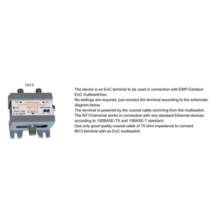 EMP Centauri EoC Terminal NT13 Ethernet-over-Coax (1x LAN/1x SAT/ 1x TV)