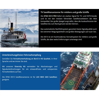EPAK TVRO DS13 Quattro Pro - digitale 130cm Schiffsantenne (selbst ausrichtend und nachfhrend / Binnen-/See-/Meer-Schifffahrt)