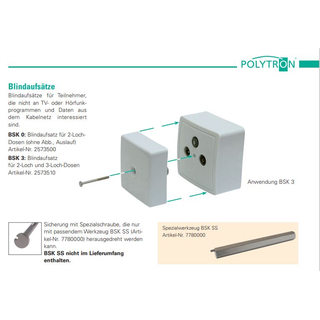 Polytron BSK 3 Blindaufsatz fr Multimediadosen (2- und 3-Loch)