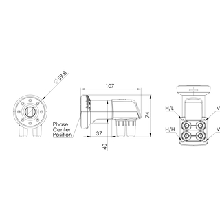 Inverto Quattro-Flansch PLL LNB IDLP-QTLFOO-OOPRO-OPN (Flange-LNB, C120 Feedhalter)