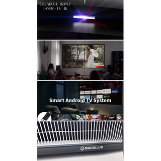 GigaBlue Home Cinema 3 UHD Triple Laser-TV Beamer (4K, 3000 ANSI-Lumen, 80-150 Zoll, Android 11, Dolby Atmos, HDR10)