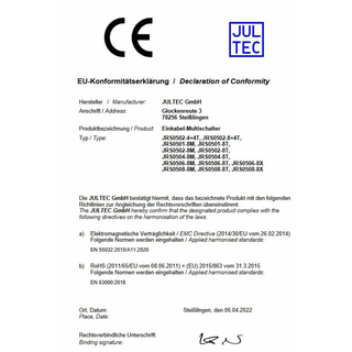 Jultec JRS0508-8X - Unicable Multischalter (2x8 UBs/IDs/Umsetzungen- aCSS2 Technologie / Docsis)