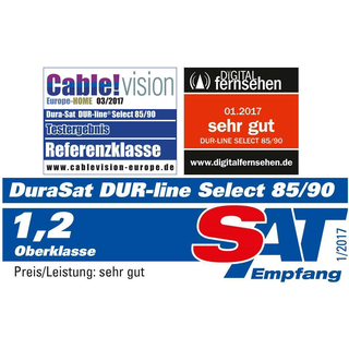 Astra/ Hotbird Satanlage fr 4 Teilnehmer (Dur-Line 85/90 Select Antenne + Dur-Line Multifeedhalterung 2-fach + 2x Inverto Quattro-LNB + EMP Multischalter 9/4)