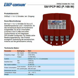 EMP S8/1PCP-W2 (P.168-W) DiSEqC-Schalter 9in1 (incl. terrestrichem Eingang / Wetterschutzgehuse)